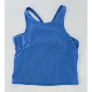 All in Motion Girl's Blue‎ Ribbed Stretch Activewear Strappy Cropped Top Sz XL